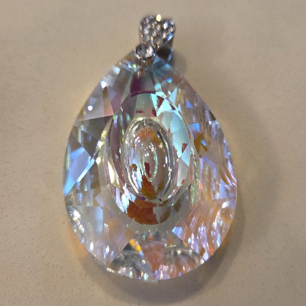 Large Irredescent Teardrop Pendant